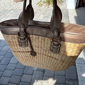 Liz Claiborne Brown and Tan Woven Tote